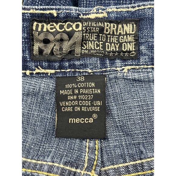 Vintage Mecca Shorts Mens 32 Black Y2K Baggy Denim Skater Jean Short - Picture 11 of 12